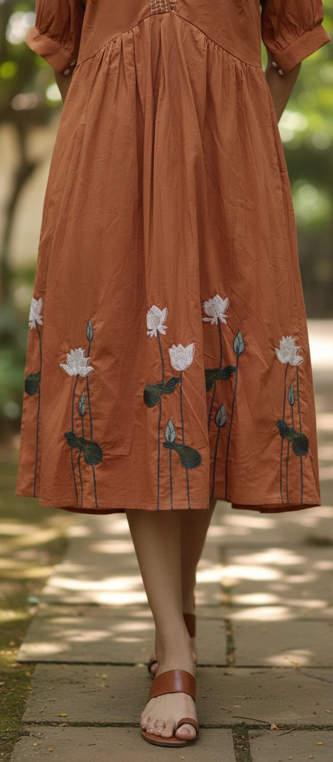 Willow Rust Embroidery Dress