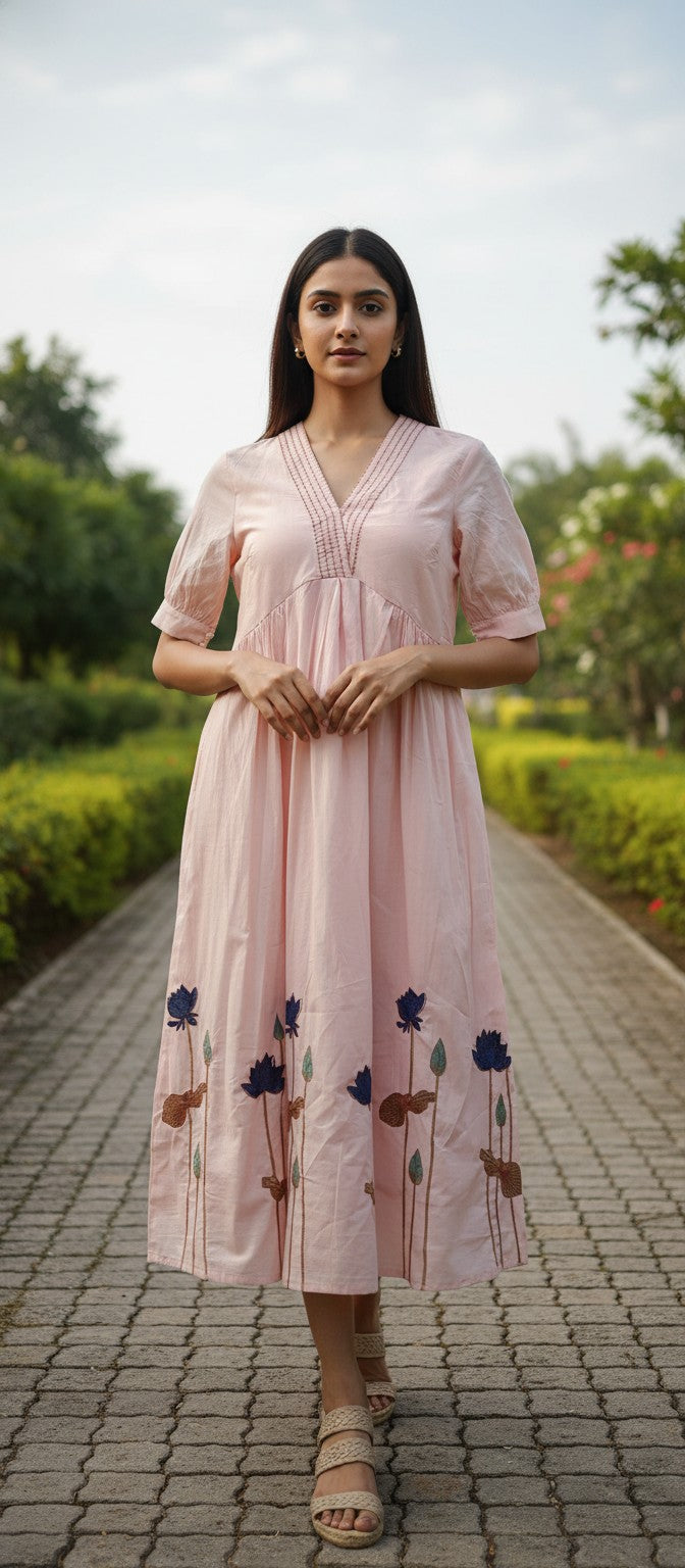 Willow Pink Embroidery Dress