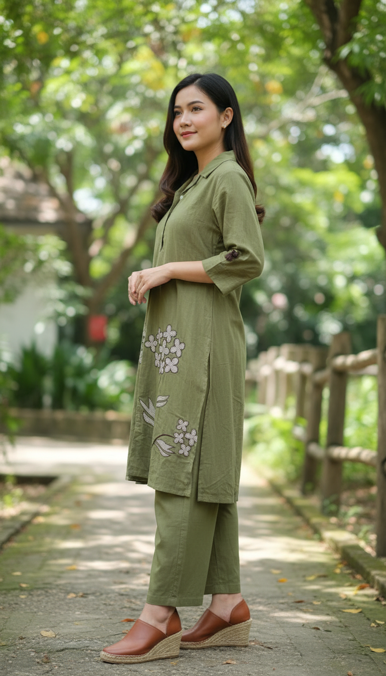 Flaur  Green  Embroidery Kurta Set