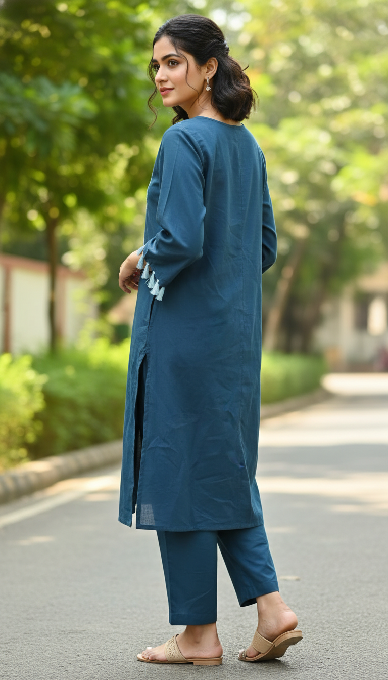 Wex Flower Blue Embroidery Kurta set