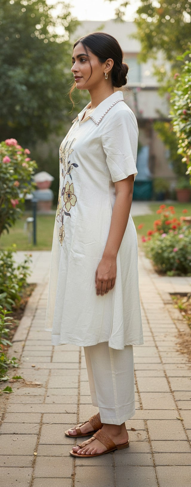 Charm White Embroidery Kurta Set
