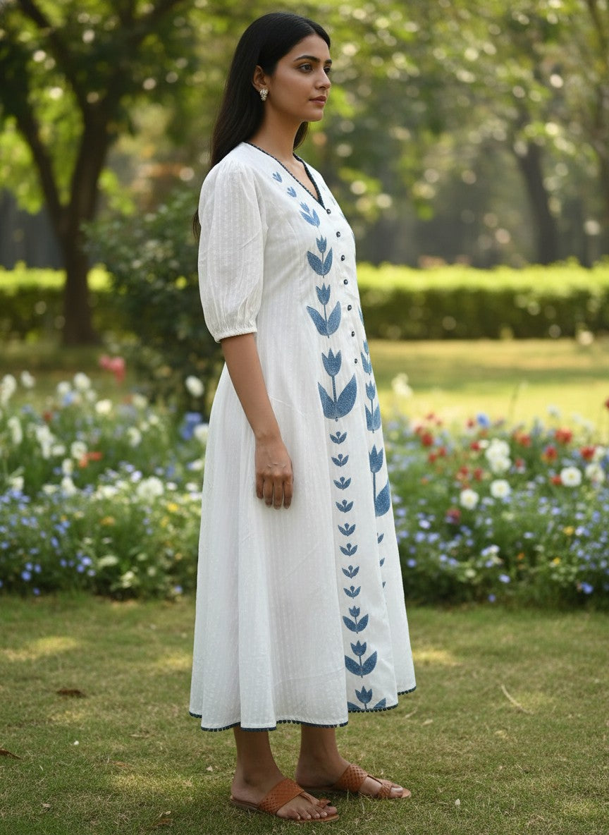 Shreya White Embroidery Dress
