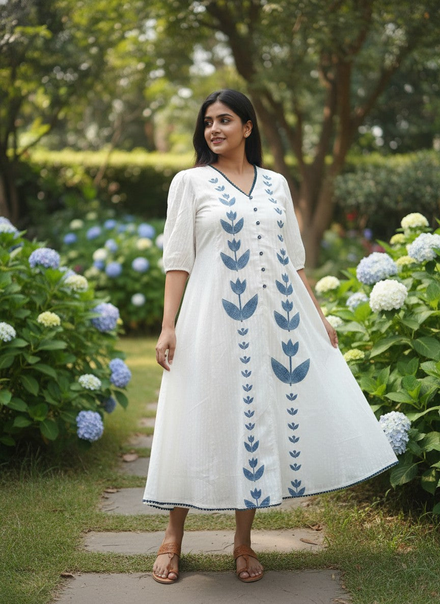 Shreya White Embroidery Dress