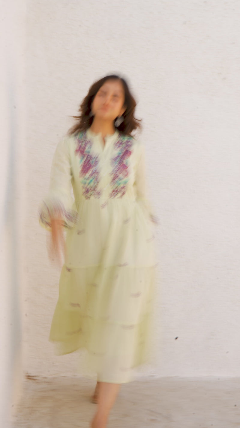 Emma green embroidery dress