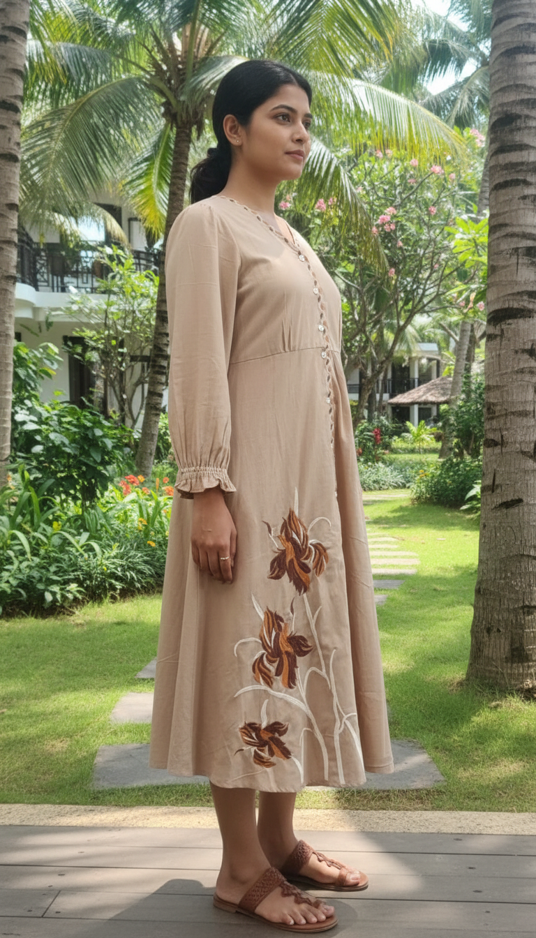 Lilibet Beige Embroidery Dress