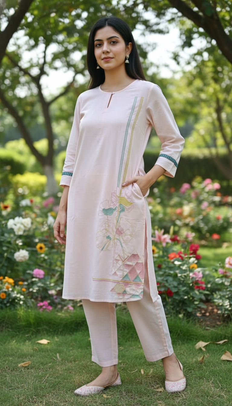 Harry Pink Embroidey Kurta Set