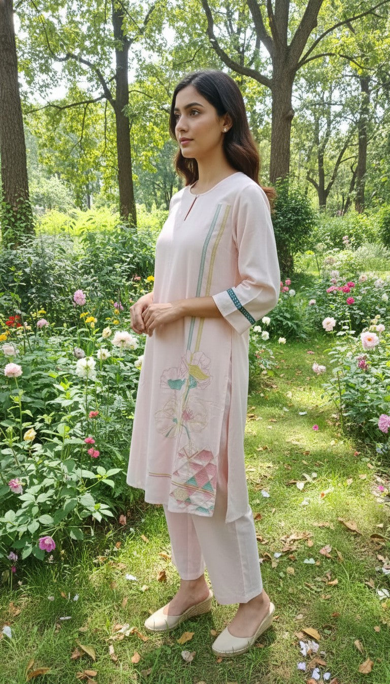 Harry Pink Embroidey Kurta Set